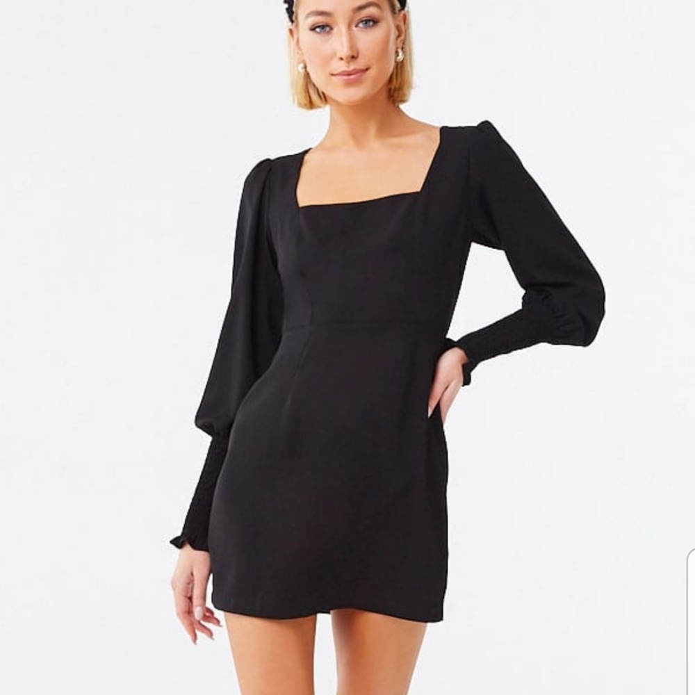 Forever 21 Smocked Gigot Sleeve Mini Dress